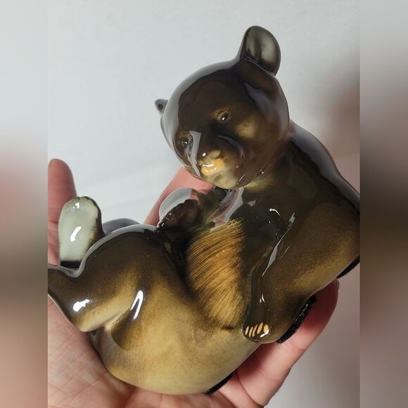 Vintage Lomonosov USSR Set Of 3 Porcelain Brown Bear Figurines - Picture 8 of 15
